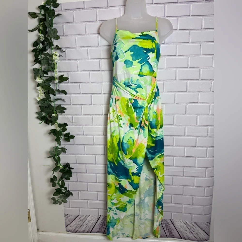 Haute Monde Green and Blue Maxi Dress/size S